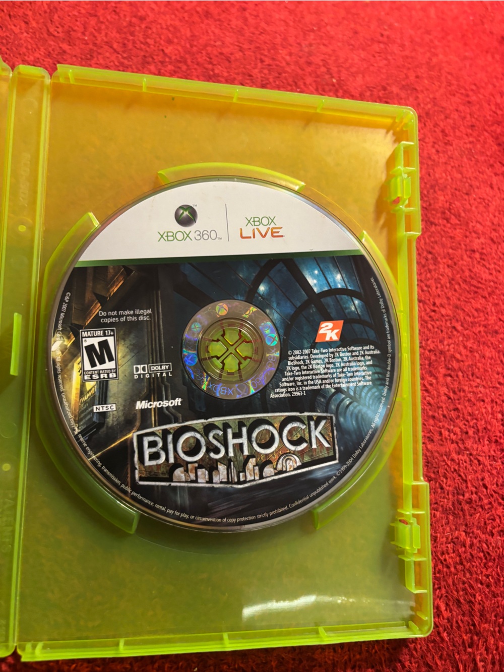 Xbox 360 BioShock Game Disc - Black/Green no manual or cover